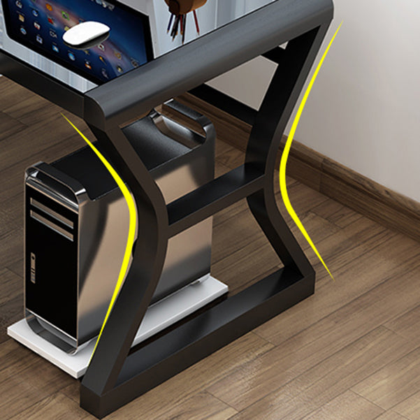 Glass Top Rectangular Office Desk 29.53-inch Tall Writing Desk Clearhalo 'furn' 'furn_office_desk' 'Furniture' 'Office Desks' 'Office Furniture' 'office_desk' 6590246