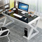 Contemporary 29.53-inch Tall Gaming Desk Glass Top Computer Desk