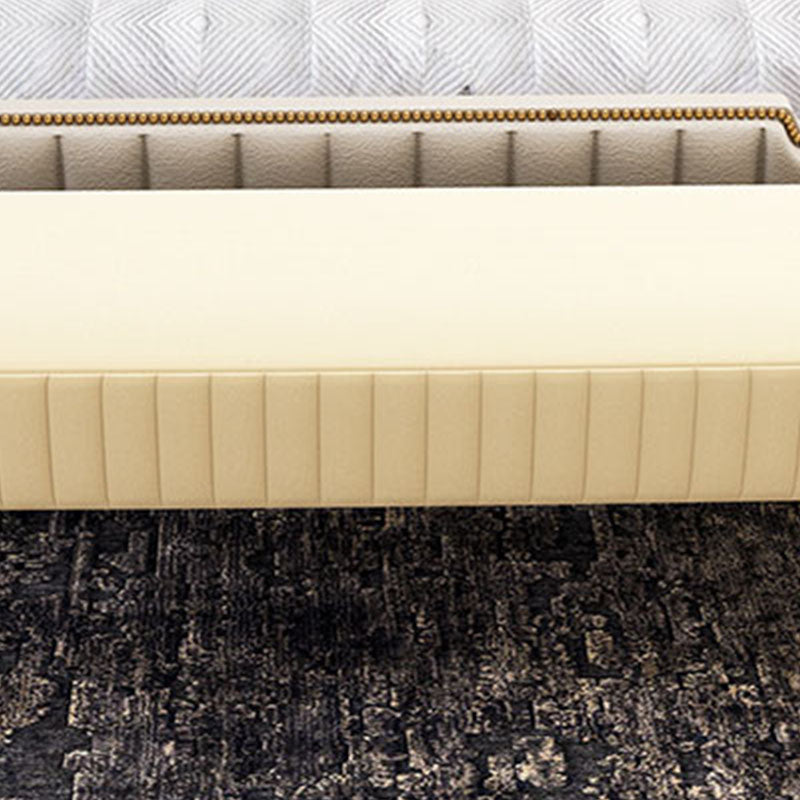 Contemporary Upholstered Bench Oval 16.5" Height Bedroom Bench with Metal Legs Clearhalo 'Benches' 'Chairs & Seating' 'furn' 'furn_benches' 'Furniture' 'Living Room Furniture' 6590328
