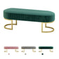Contemporary Upholstered Bench Oval 16.5" Height Bedroom Bench with Metal Legs Clearhalo 'Benches' 'Chairs & Seating' 'furn' 'furn_benches' 'Furniture' 'Living Room Furniture' 6590329
