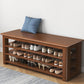 Modern Rubber Wood Bench Rectangle Home Storage Seating Bench with Shelves Nut-Brown Clearhalo 'Benches' 'Chairs & Seating' 'furn' 'furn_benches' 'Furniture' 'Living Room Furniture' 6590385