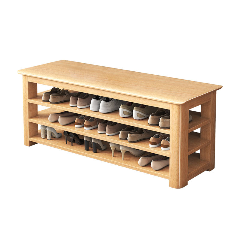 Modern Rubber Wood Bench Rectangle Home Storage Seating Bench with Shelves Clearhalo 'Benches' 'Chairs & Seating' 'furn' 'furn_benches' 'Furniture' 'Living Room Furniture' 6590387