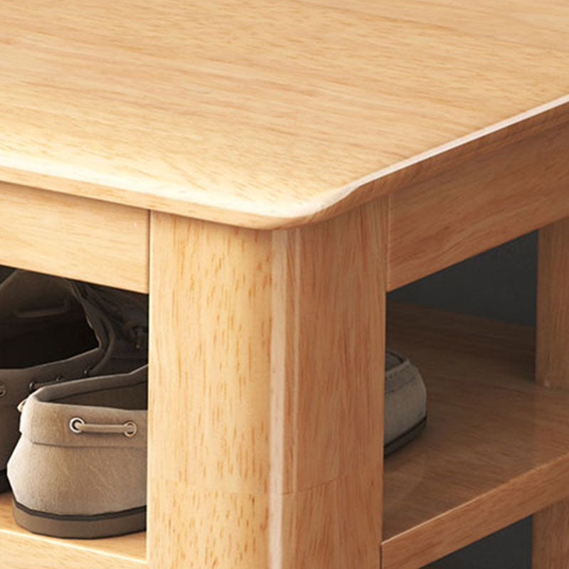 Modern Rubber Wood Bench Rectangle Home Storage Seating Bench with Shelves Clearhalo 'Benches' 'Chairs & Seating' 'furn' 'furn_benches' 'Furniture' 'Living Room Furniture' 6590389