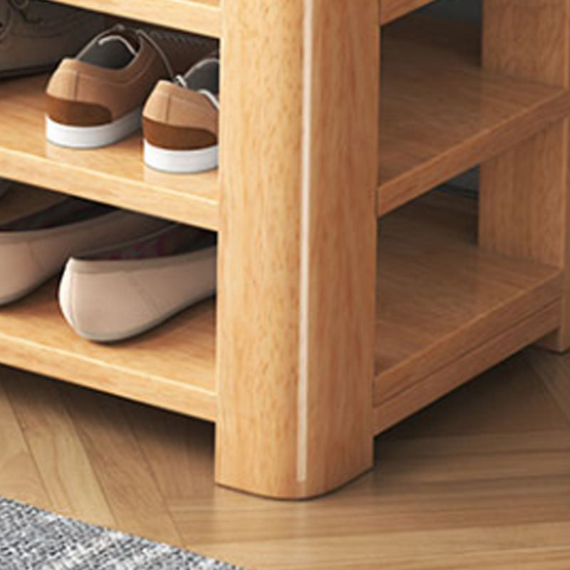 Modern Rubber Wood Bench Rectangle Home Storage Seating Bench with Shelves Clearhalo 'Benches' 'Chairs & Seating' 'furn' 'furn_benches' 'Furniture' 'Living Room Furniture' 6590391