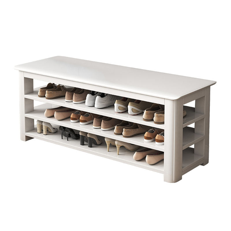 Modern Rubber Wood Bench Rectangle Home Storage Seating Bench with Shelves Clearhalo 'Benches' 'Chairs & Seating' 'furn' 'furn_benches' 'Furniture' 'Living Room Furniture' 6590395