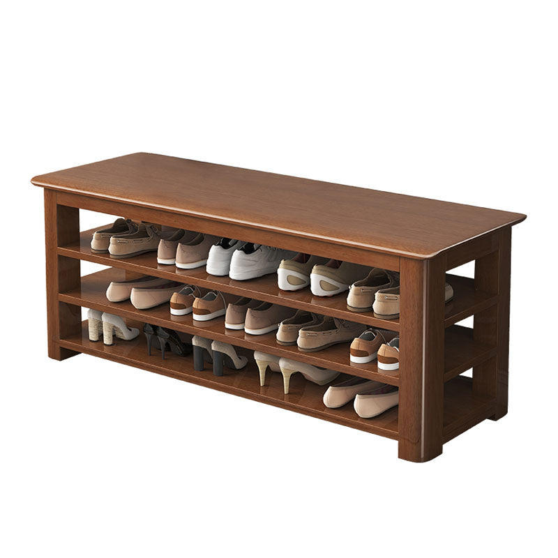 Modern Rubber Wood Bench Rectangle Home Storage Seating Bench with Shelves Clearhalo 'Benches' 'Chairs & Seating' 'furn' 'furn_benches' 'Furniture' 'Living Room Furniture' 6590396