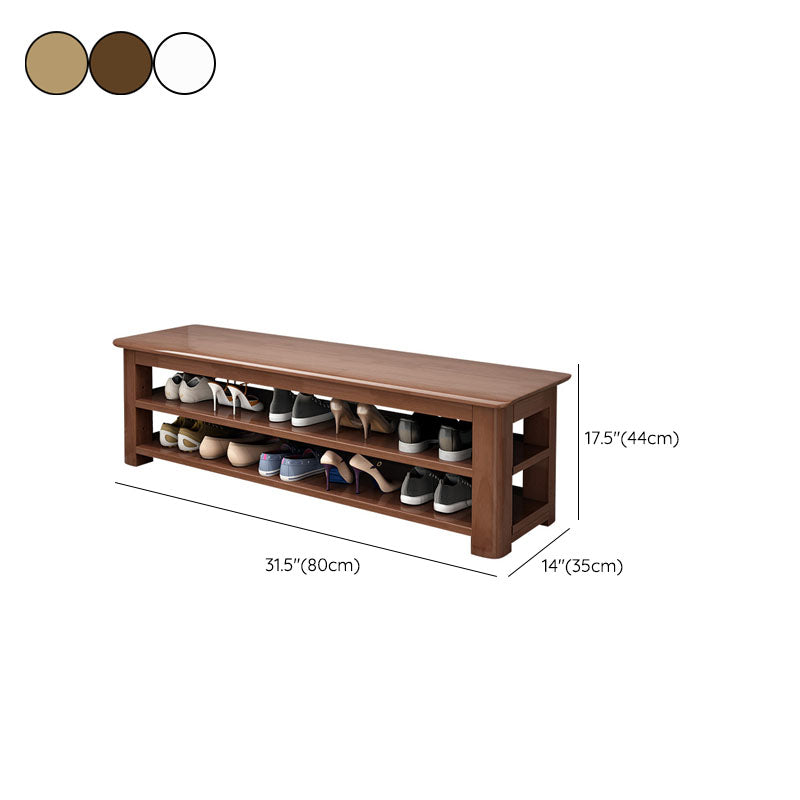 Modern Rubber Wood Bench Rectangle Home Storage Seating Bench with Shelves Clearhalo 'Benches' 'Chairs & Seating' 'furn' 'furn_benches' 'Furniture' 'Living Room Furniture' 6590399