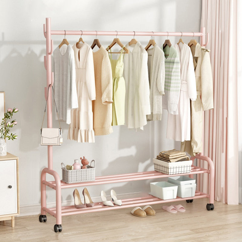 Perchera de metal de pie contemporáneo con estantería de almacenamiento con estantería de almacenamiento