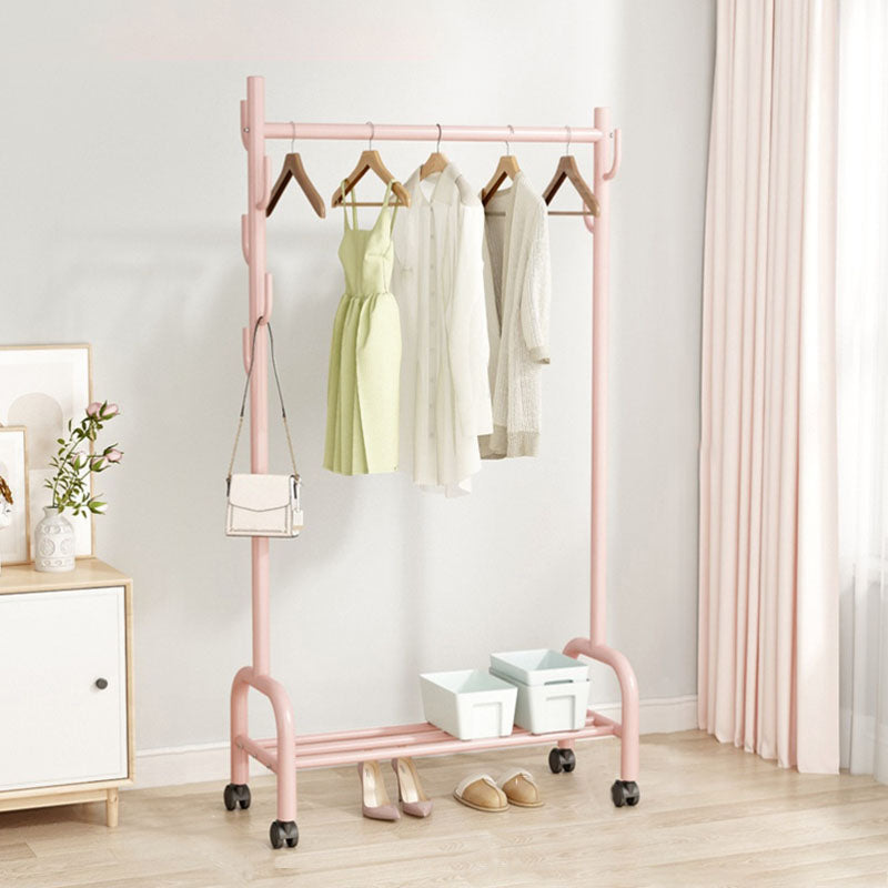 Perchera de metal de pie contemporáneo con estantería de almacenamiento con estantería de almacenamiento