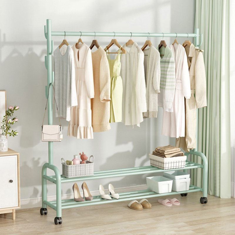 Perchera de metal de pie contemporáneo con estantería de almacenamiento con estantería de almacenamiento