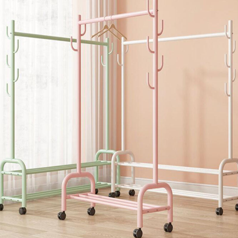 Perchera de metal de pie contemporáneo con estantería de almacenamiento con estantería de almacenamiento