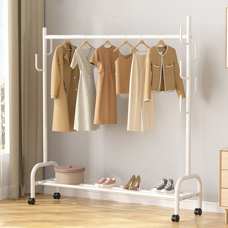 Modern Coat Rack Hanging Rail Storage Shelving and Hooks Coat Hanger 47.2"L x 14.6"W x 60.6"H White Clearhalo 'Entry & Mudroom Furniture' 'furn' 'furn_hall_tree_coat_racks' 'Furniture' 'Hall Trees & Coat Racks' 'hall_tree_coat_racks' 6590517