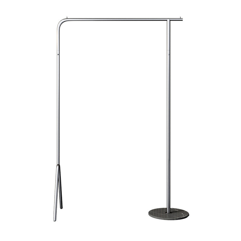 Contemporary Plain Clothes Hanger Free Standing Metal Coat Rack 49.2"L x 15"W x 59.1"H Silver Clearhalo 'Entry & Mudroom Furniture' 'furn' 'furn_hall_tree_coat_racks' 'Furniture' 'Hall Trees & Coat Racks' 'hall_tree_coat_racks' 6590563