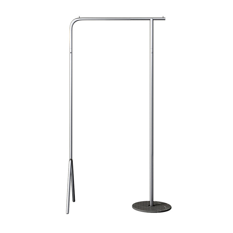 Contemporary Plain Clothes Hanger Free Standing Metal Coat Rack 33.5"L x 15"W x 59.1"H Silver Clearhalo 'Entry & Mudroom Furniture' 'furn' 'furn_hall_tree_coat_racks' 'Furniture' 'Hall Trees & Coat Racks' 'hall_tree_coat_racks' 6590565