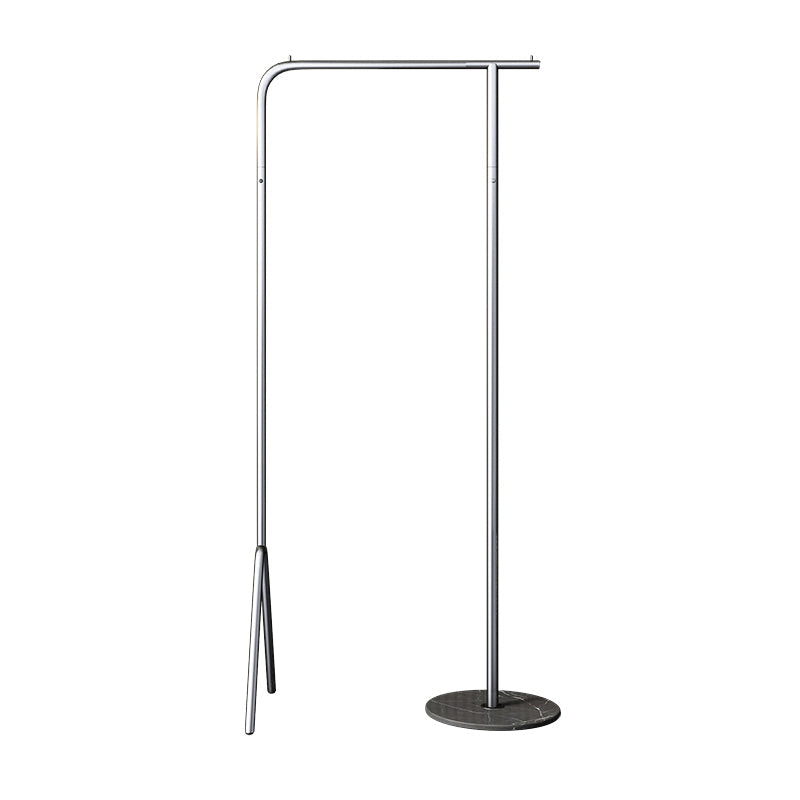 Contemporary Plain Clothes Hanger Free Standing Metal Coat Rack 25.6"L x 15"W x 59.1"H Silver Clearhalo 'Entry & Mudroom Furniture' 'furn' 'furn_hall_tree_coat_racks' 'Furniture' 'Hall Trees & Coat Racks' 'hall_tree_coat_racks' 6590566