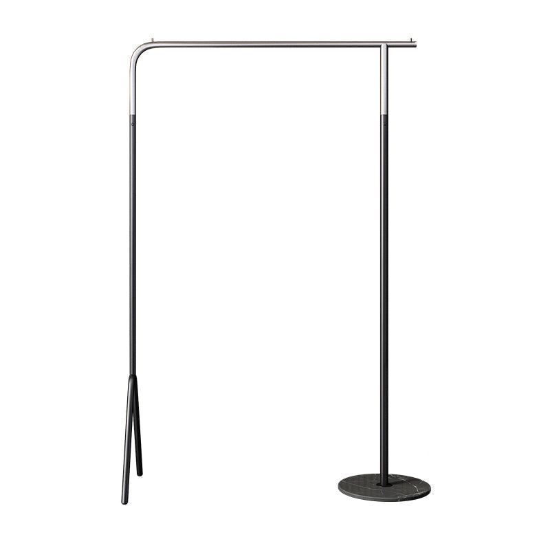 Contemporary Plain Clothes Hanger Free Standing Metal Coat Rack 49.2"L x 15"W x 59.1"H Silver Black Clearhalo 'Entry & Mudroom Furniture' 'furn' 'furn_hall_tree_coat_racks' 'Furniture' 'Hall Trees & Coat Racks' 'hall_tree_coat_racks' 6590586