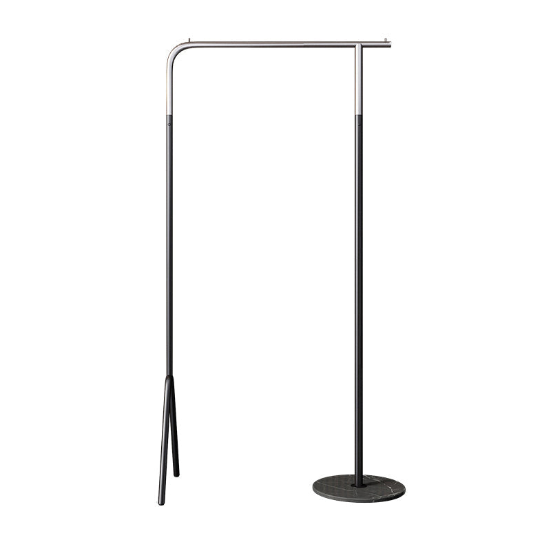Contemporary Plain Clothes Hanger Free Standing Metal Coat Rack 33.5"L x 15"W x 59.1"H Silver Black Clearhalo 'Entry & Mudroom Furniture' 'furn' 'furn_hall_tree_coat_racks' 'Furniture' 'Hall Trees & Coat Racks' 'hall_tree_coat_racks' 6590587