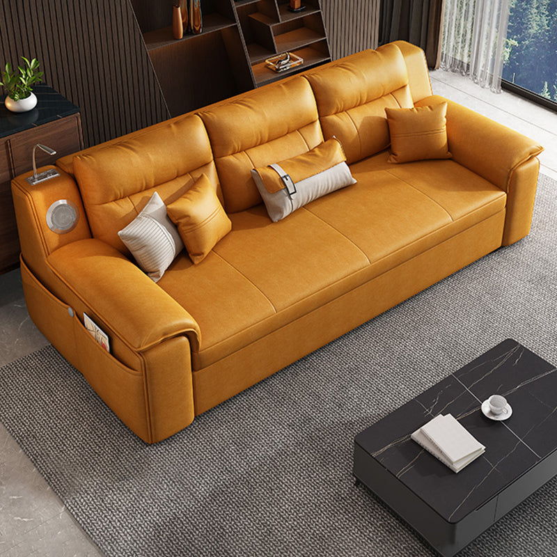 32" Wide Contemporary Futon Sofa Bed Orange Pillow Back Sleeper Sofa 83"L x 33"W x 29"H Coir Clearhalo 'furn' 'furn_futons' 'Furniture' 'Futons & Daybeds' 'Futons' 'Living Room Furniture' 6590884