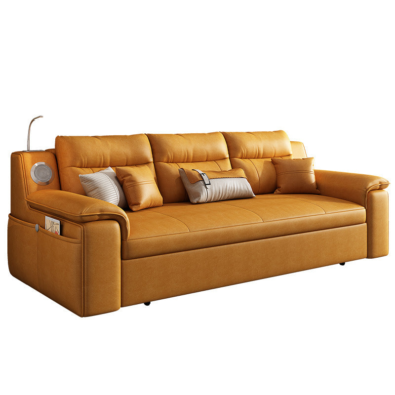 32" Wide Contemporary Futon Sofa Bed Orange Pillow Back Sleeper Sofa Clearhalo 'furn' 'furn_futons' 'Furniture' 'Futons & Daybeds' 'Futons' 'Living Room Furniture' 6590885
