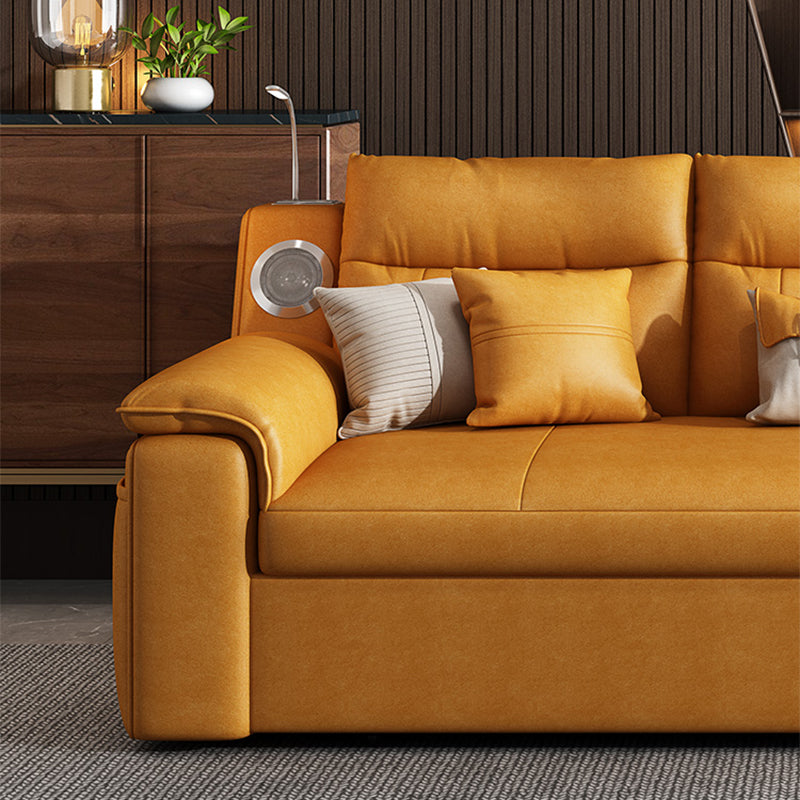 32" Wide Contemporary Futon Sofa Bed Orange Pillow Back Sleeper Sofa Clearhalo 'furn' 'furn_futons' 'Furniture' 'Futons & Daybeds' 'Futons' 'Living Room Furniture' 6590886
