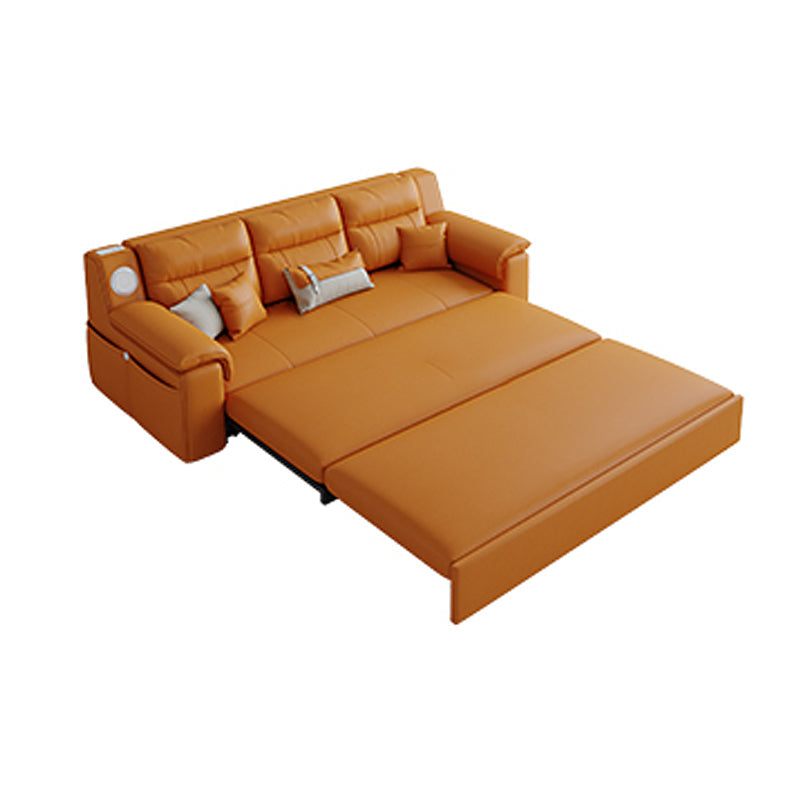32" Wide Contemporary Futon Sofa Bed Orange Pillow Back Sleeper Sofa Clearhalo 'furn' 'furn_futons' 'Furniture' 'Futons & Daybeds' 'Futons' 'Living Room Furniture' 6590892