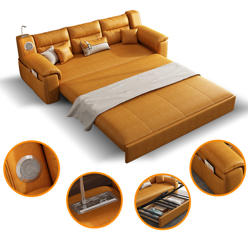 32" Wide Contemporary Futon Sofa Bed Orange Pillow Back Sleeper Sofa Clearhalo 'furn' 'furn_futons' 'Furniture' 'Futons & Daybeds' 'Futons' 'Living Room Furniture' 6590893
