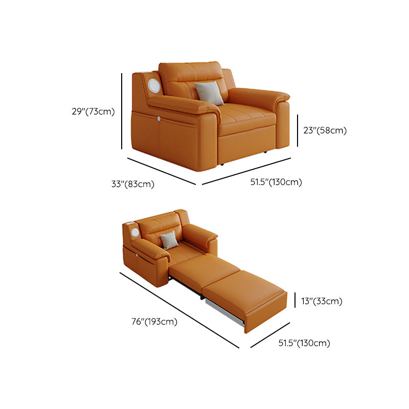 32" Wide Contemporary Futon Sofa Bed Orange Pillow Back Sleeper Sofa Clearhalo 'furn' 'furn_futons' 'Furniture' 'Futons & Daybeds' 'Futons' 'Living Room Furniture' 6590895