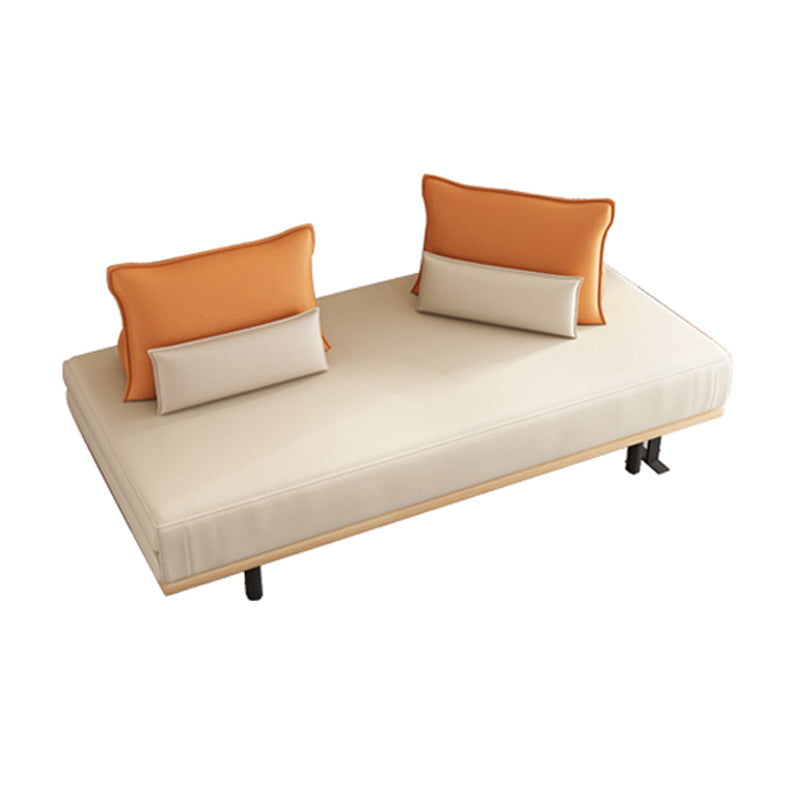 Modern Convertible Sofa Bed Armless Sofa with Pillows in Beige