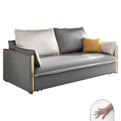 31" Wide Glam Futon Sofa Bed Gray Futon Sleeper Sofa with Storage