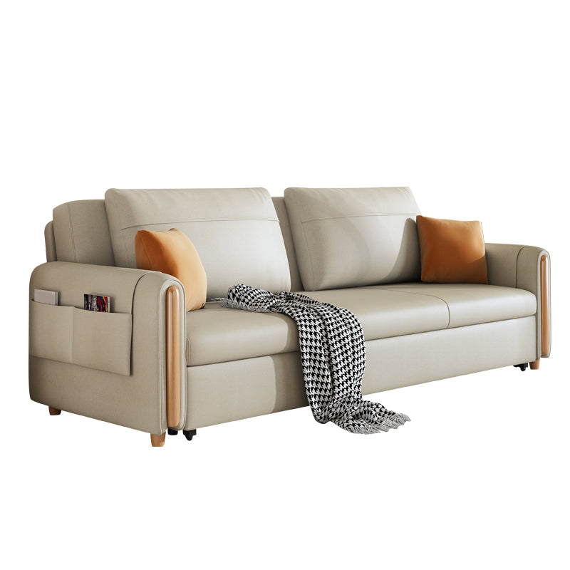 31" Wide Contemporary Futon Sofa Bed White Futon Sleeper Sofa with Storage