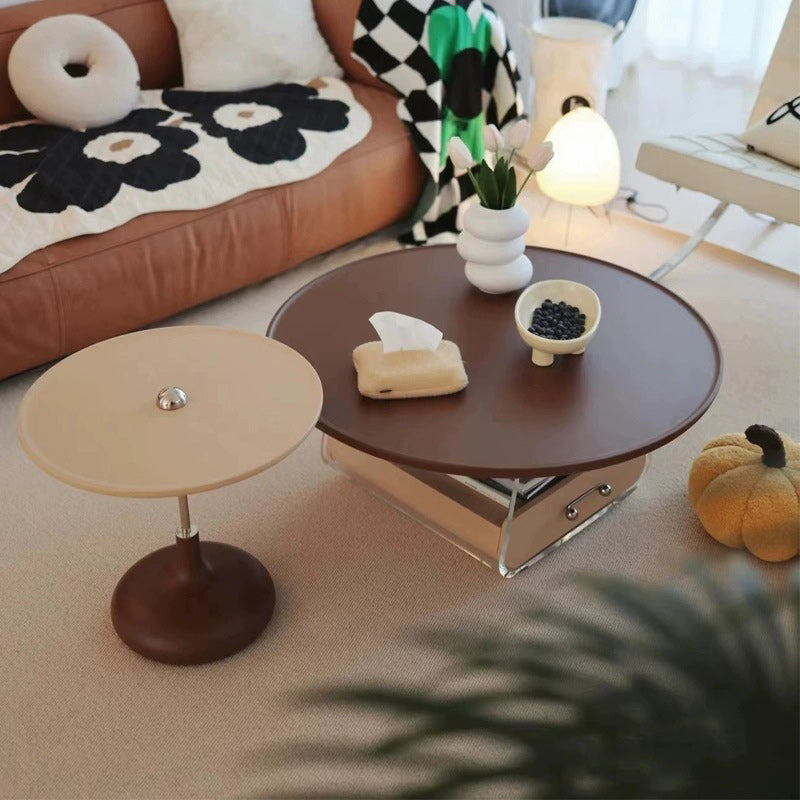 Zeitgenössischer Couchtisch, runder Kaffee-Cocktailtisch aus Holz