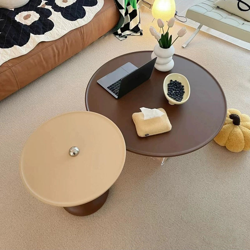 Zeitgenössischer Couchtisch, runder Kaffee-Cocktailtisch aus Holz