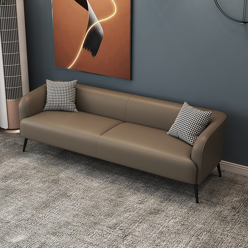 Stain Resistant Faux Leather Sofa Tuxedo Arm Sofa for Living Room Grey Leather Clearhalo 'furn' 'furn_sofas' 'Furniture' 'Living Room Furniture' 'Sofa' 'sofas' 6591110