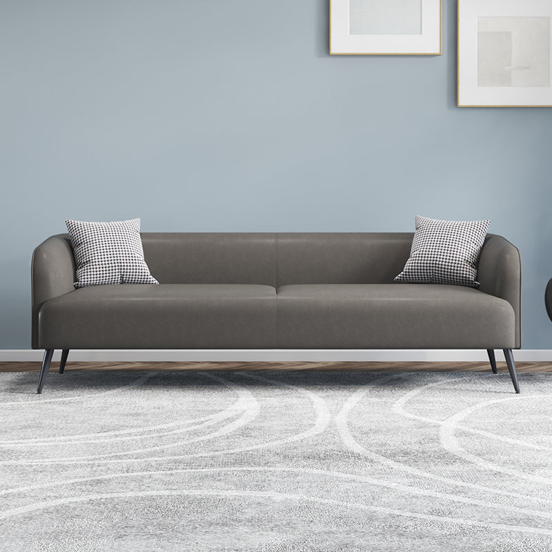 Stain Resistant Faux Leather Sofa Tuxedo Arm Sofa for Living Room Grey Faux Leather Clearhalo 'furn' 'furn_sofas' 'Furniture' 'Living Room Furniture' 'Sofa' 'sofas' 6591118