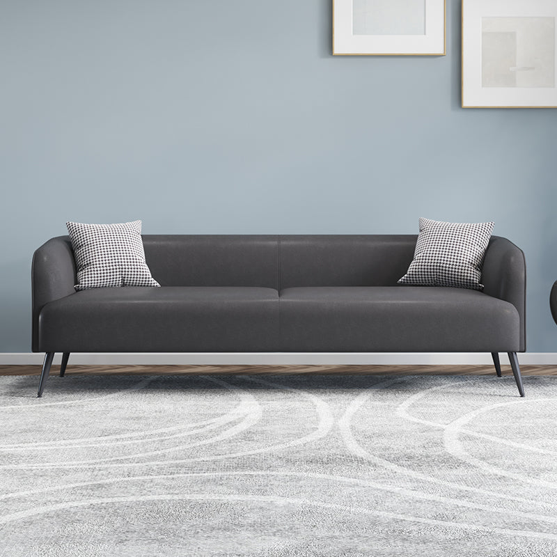 Stain Resistant Faux Leather Sofa Tuxedo Arm Sofa for Living Room Dark Gray Faux Leather Clearhalo 'furn' 'furn_sofas' 'Furniture' 'Living Room Furniture' 'Sofa' 'sofas' 6591120