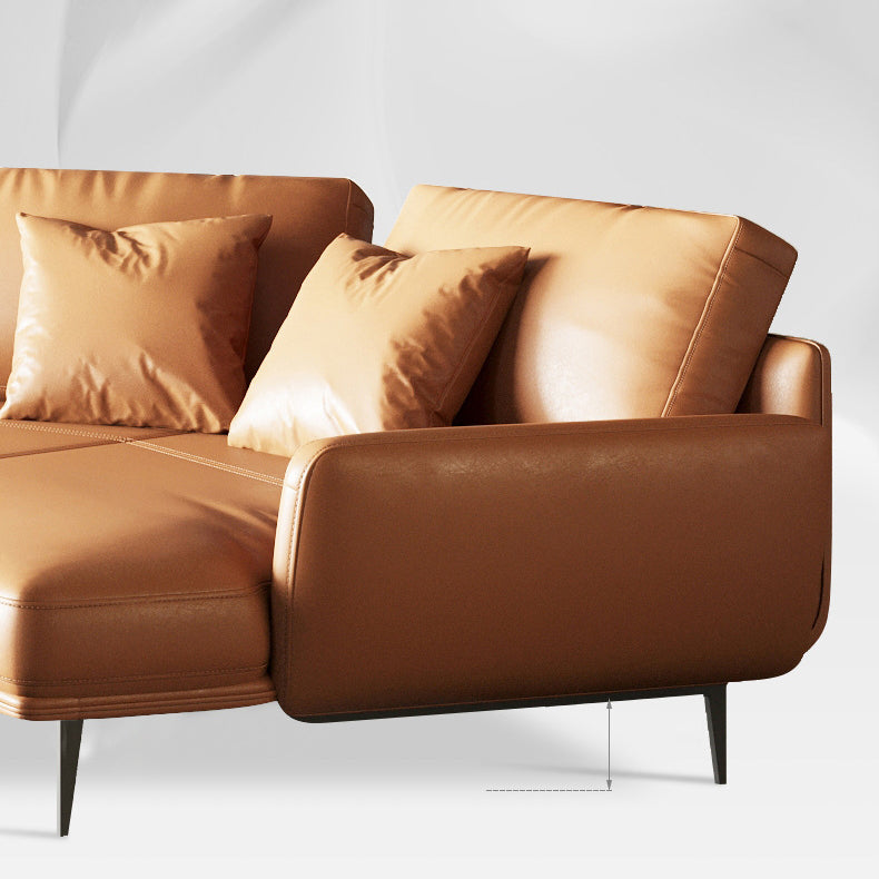 34"H Scandinavian Sectional Sofa Orange Sleeper Sectional with Pillows Clearhalo 'furn' 'furn_sectionals' 'Furniture' 'Living Room Furniture' 'Sectionals' 6591146