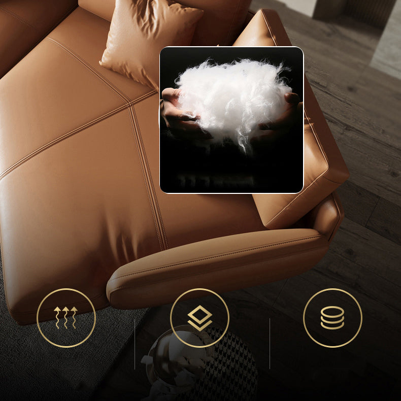 34"H Scandinavian Sectional Sofa Orange Sleeper Sectional with Pillows Clearhalo 'furn' 'furn_sectionals' 'Furniture' 'Living Room Furniture' 'Sectionals' 6591147