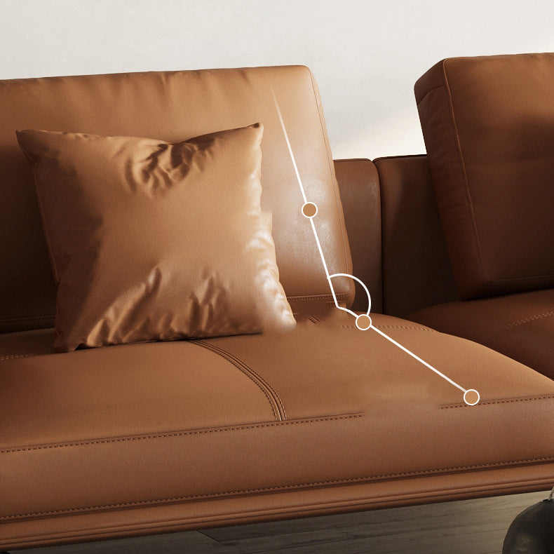 34"H Scandinavian Sectional Sofa Orange Sleeper Sectional with Pillows Clearhalo 'furn' 'furn_sectionals' 'Furniture' 'Living Room Furniture' 'Sectionals' 6591148