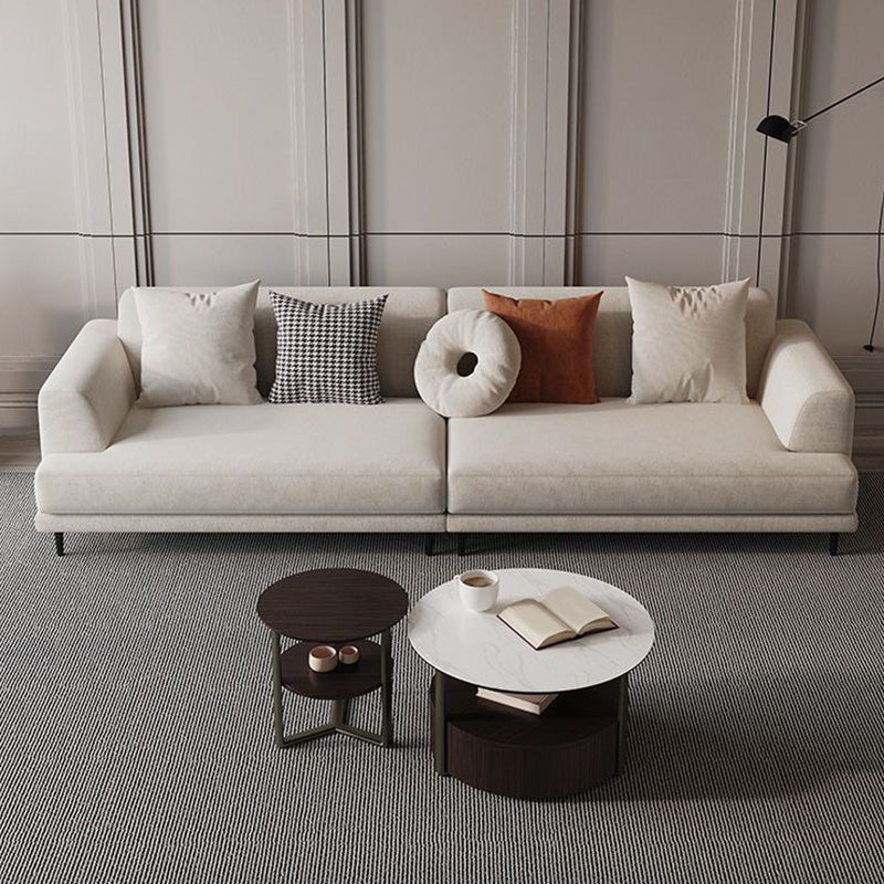 Zeitgenössischer Stoff Sitzplatz quadratischer Armsofa mit Kissen in Weiß