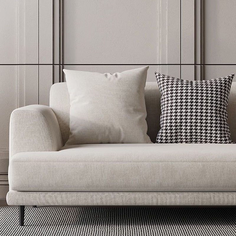 Zeitgenössischer Stoff Sitzplatz quadratischer Armsofa mit Kissen in Weiß