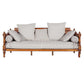Farmhouse Seating Tuxedo Arm Sofa with Pillows Fabric and Wood in Brown