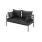 Industrial Tuxedo Arm Sofa with Pillows Seating Leather and Metal