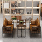Industrial Tuxedo Arm Sofa with Pillows Seating Leather and Metal