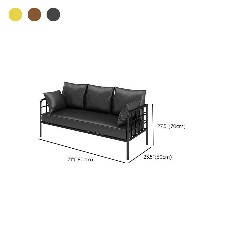 Divano a braccio di smoking industriale con sedute di cuscini in pelle e metallo