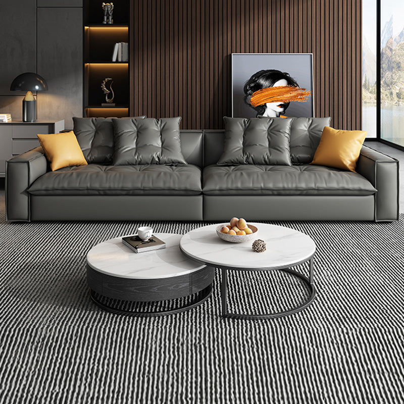 Sedute moderne di metà secolo con cuscini di divano smoking braccio in grigio