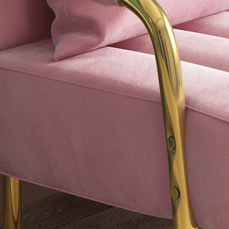 Recessed Arm Sofa Stain Velvet/Faux Leather Sofa with Pillows