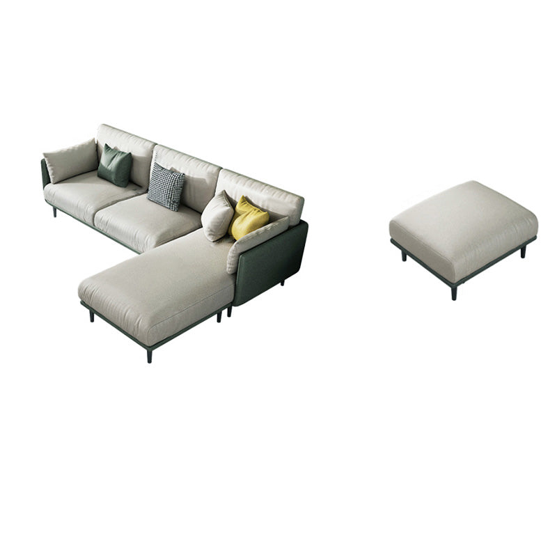 Contemporary Faux Leather Sofa with Pillows Back and Pillow Top Arm 2-Seater Sofa & Chaise Lounge & Ottoman Clearhalo 'furn' 'furn_sofas' 'Furniture' 'Living Room Furniture' 'Sofa' 'sofas' 6591324