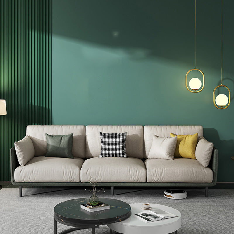 Contemporary Faux Leather Sofa with Pillows Back and Pillow Top Arm Clearhalo 'furn' 'furn_sofas' 'Furniture' 'Living Room Furniture' 'Sofa' 'sofas' 6591327