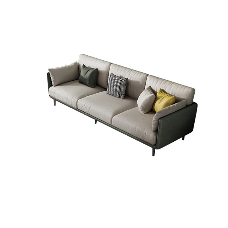 Contemporary Faux Leather Sofa with Pillows Back and Pillow Top Arm Clearhalo 'furn' 'furn_sofas' 'Furniture' 'Living Room Furniture' 'Sofa' 'sofas' 6591331