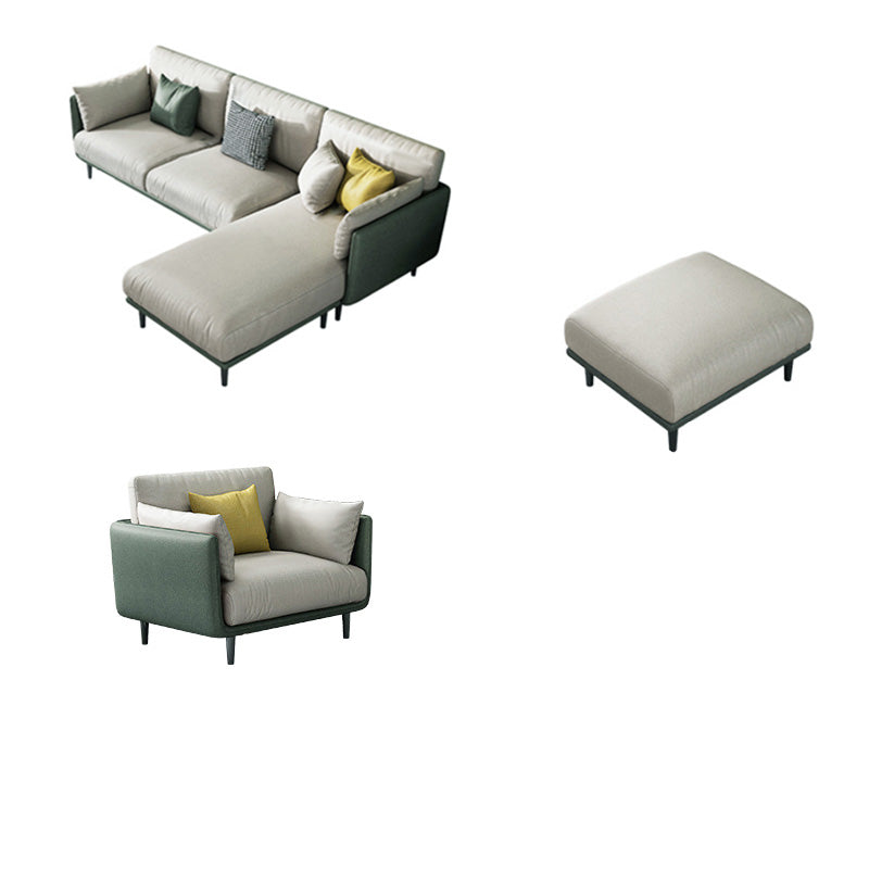 Contemporary Faux Leather Sofa with Pillows Back and Pillow Top Arm 2-Seater Sofa & Chaise Lounge & 1-Seater Sofa & Ottoman Clearhalo 'furn' 'furn_sofas' 'Furniture' 'Living Room Furniture' 'Sofa' 'sofas' 6591335